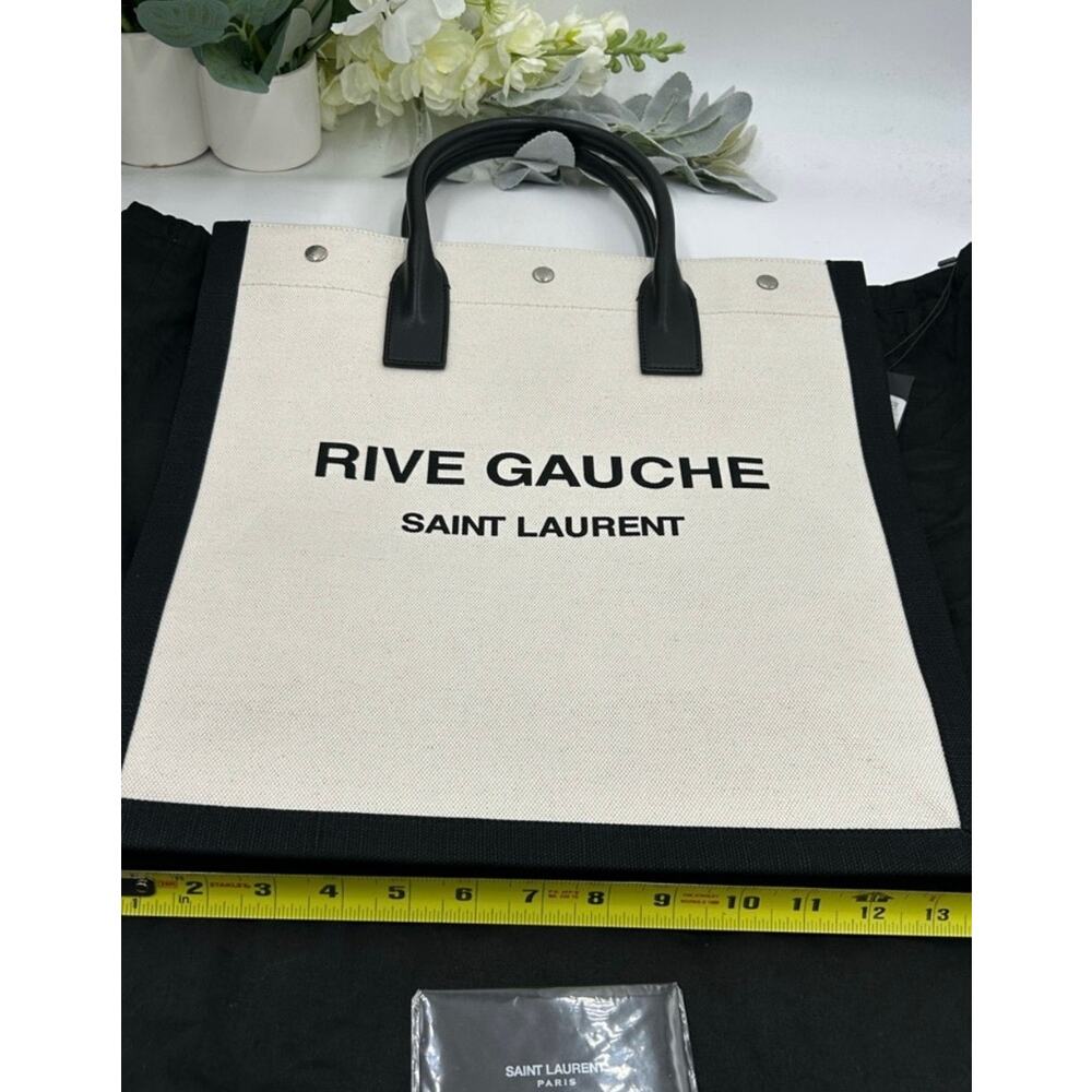 Saint Laurent RIVE GAUCHE canvas/leather tote bag made in Italy NWT - Picture 10 of 13